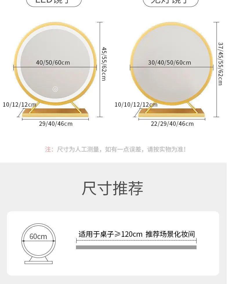 Led makeup home decor decorative mirrors photography aesthetic gold toilet round plastic espejo cosmético mhhzj