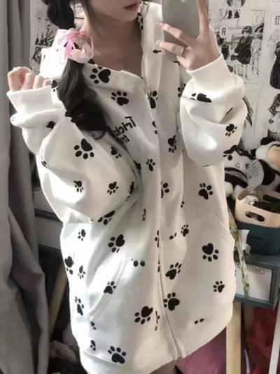 Print Hooded Hoodies 2025 Women Clothing Streetwear Oversized Jackets Ropa Mujer Casual Fashion Zipper Japanese Y2k Sweatshirts