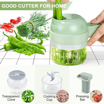 5 in 1 Electric Vegetable Cutter Set  Portable, Rechargeable, Wireless Food Processor & Chopper Machine for Pepper, Garlic& Meat