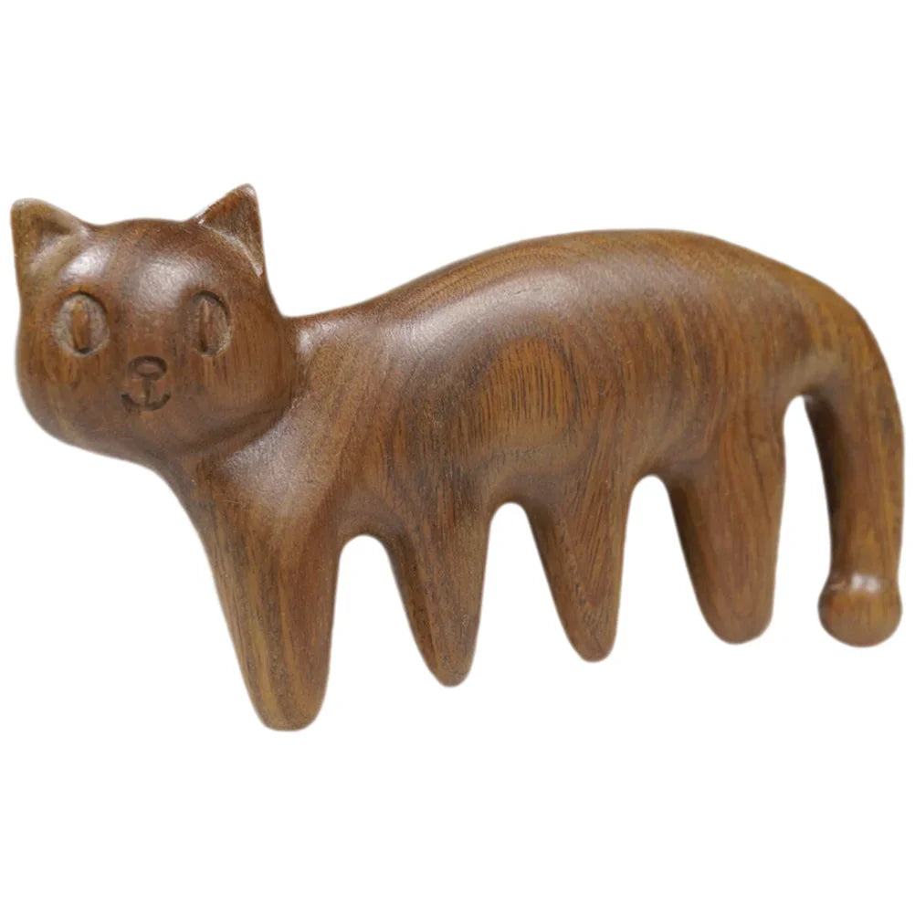 Kitten Massage Comb Baby Hair Massager Head Scalp Automatic Cat Shaped Sandalwood Manual Massagers Travel Tool