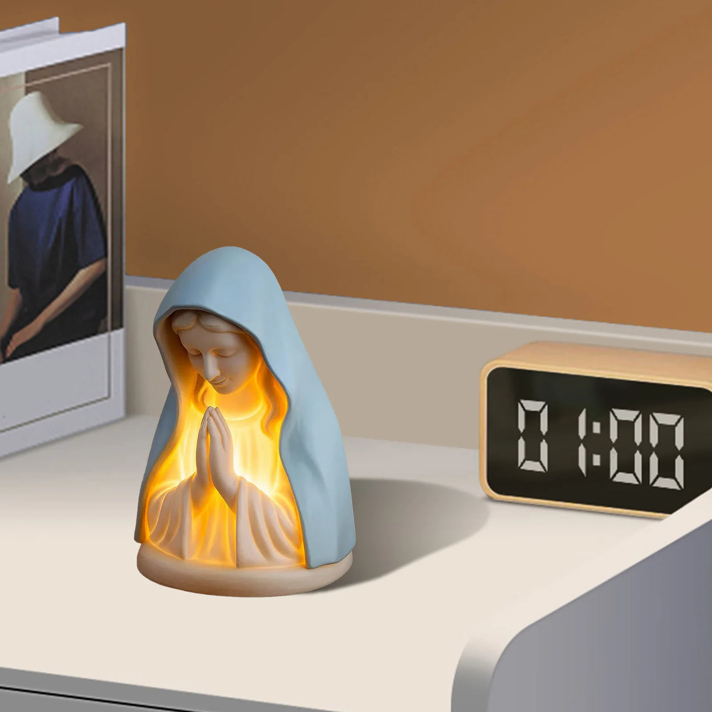 Thanksgiving Praying Lady Night Light Desktop Atmosphere Light Home Decoration Supplies Festival Gift For Family Friends