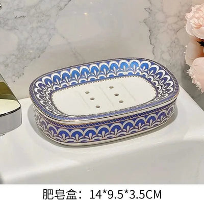 Light luxury high-end soap box Ceramic light luxury toilet bathroom drain soap box household no water
