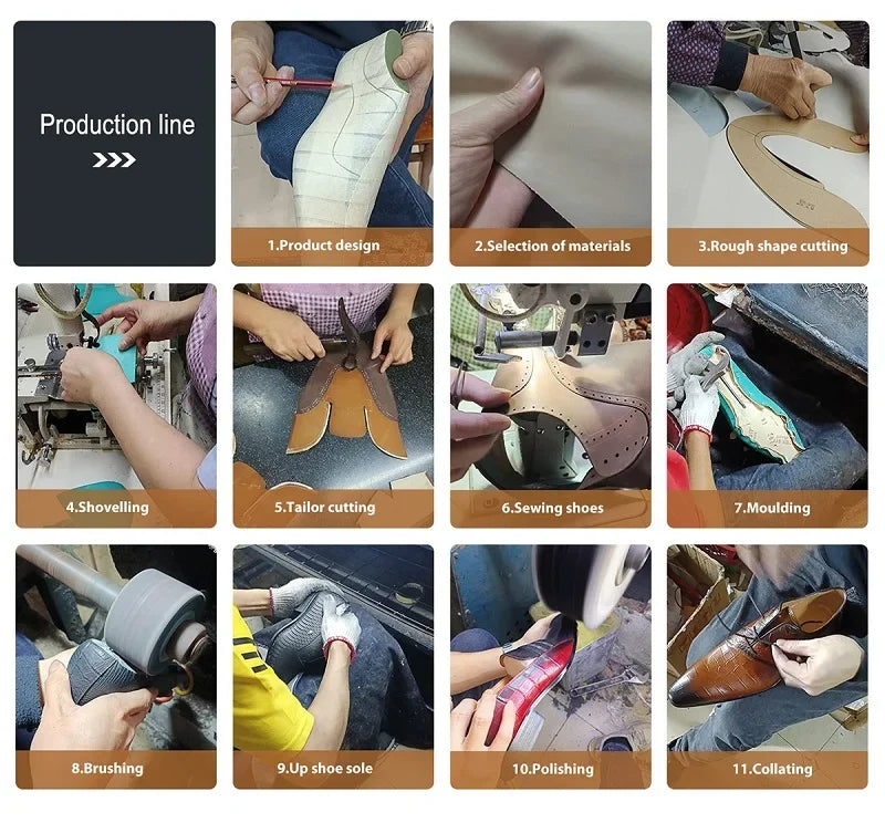 Modern Leather Men's Shoes Office Business Formal Suit Footwear High Quality Oxford Lace Up Handmade Brogue Shoes EVA Outsole