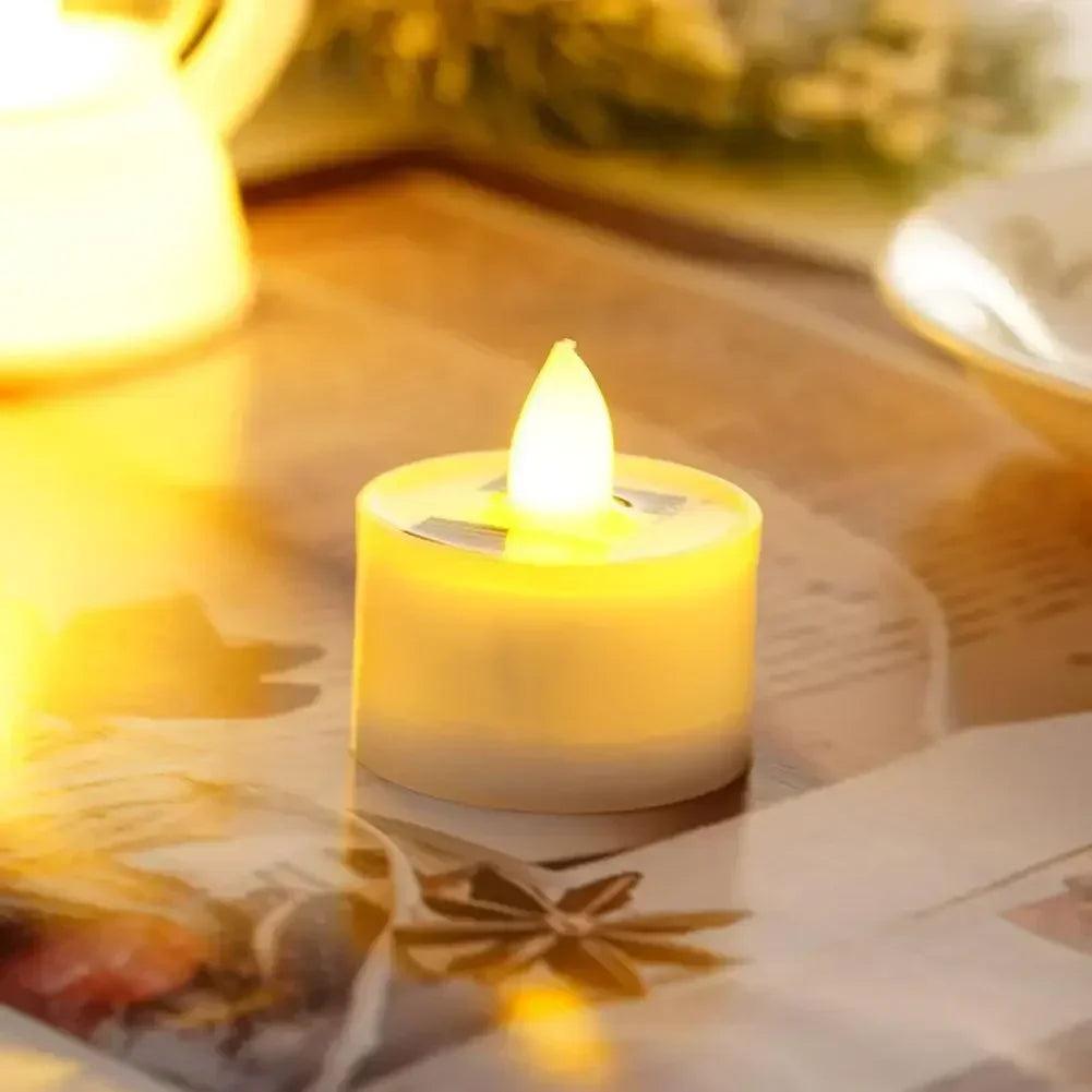 Solar candle tea lamp smokeless simulation led electronic outdoor christmas halloween wax
