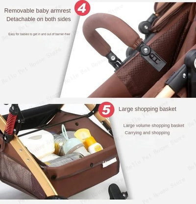 3-in-1 Twin Baby Stroller with Car Seat,portable Foldable Baby Stroller High View Newborn Baby Stroller Can Sit and Lie