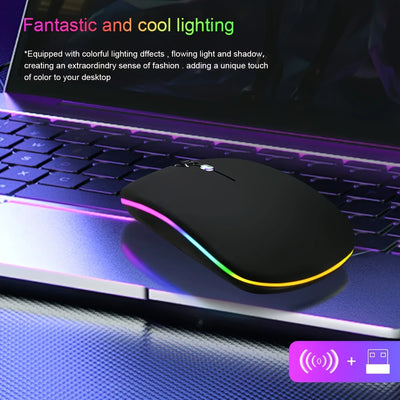Wireless Mouse Bluetooth-Compatible Gaming Mouse (Dual Mode:BT+2.4Ghz) Ergonomic Rechargeable Mice for PC/Laptop/Macbook  ﻿