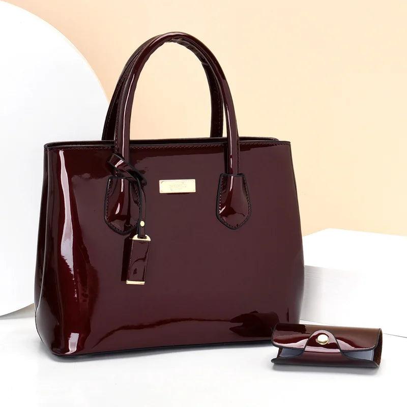 Women handbags high quality patent leather women’s bag fashion shoulder bag luxury tote bag + card package designer