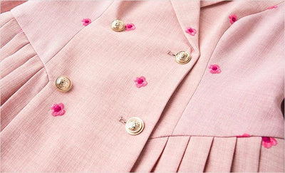 ZJYT New Fashion Women's Autumn Blazer Dresses Long Sleeve Embroidery Double Breasted Office Dress Plus Size Female Clothing