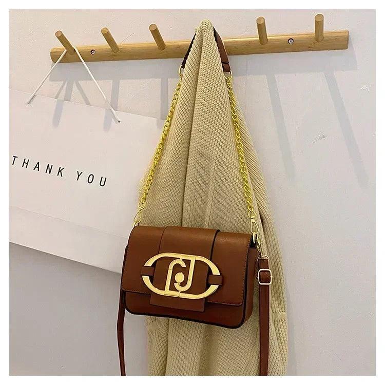 Designer handbags for women leather metal buckle flap square shoulder bags fashion 2024 ladies messenger females casual
