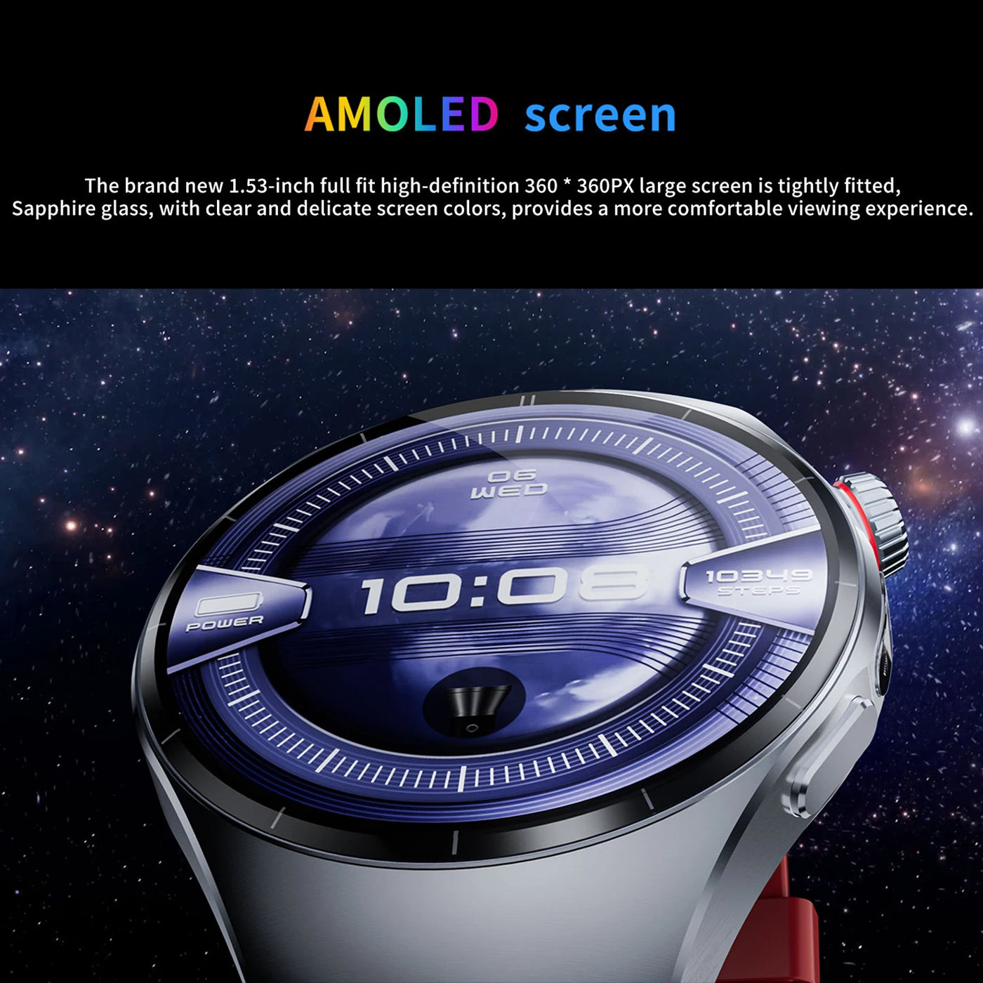 Smart Watch5 1.53-inch HD Display LED Lighting IP68 Waterproof Music Playback Weather Health Assistant AI Voice 100+ Sports Mode