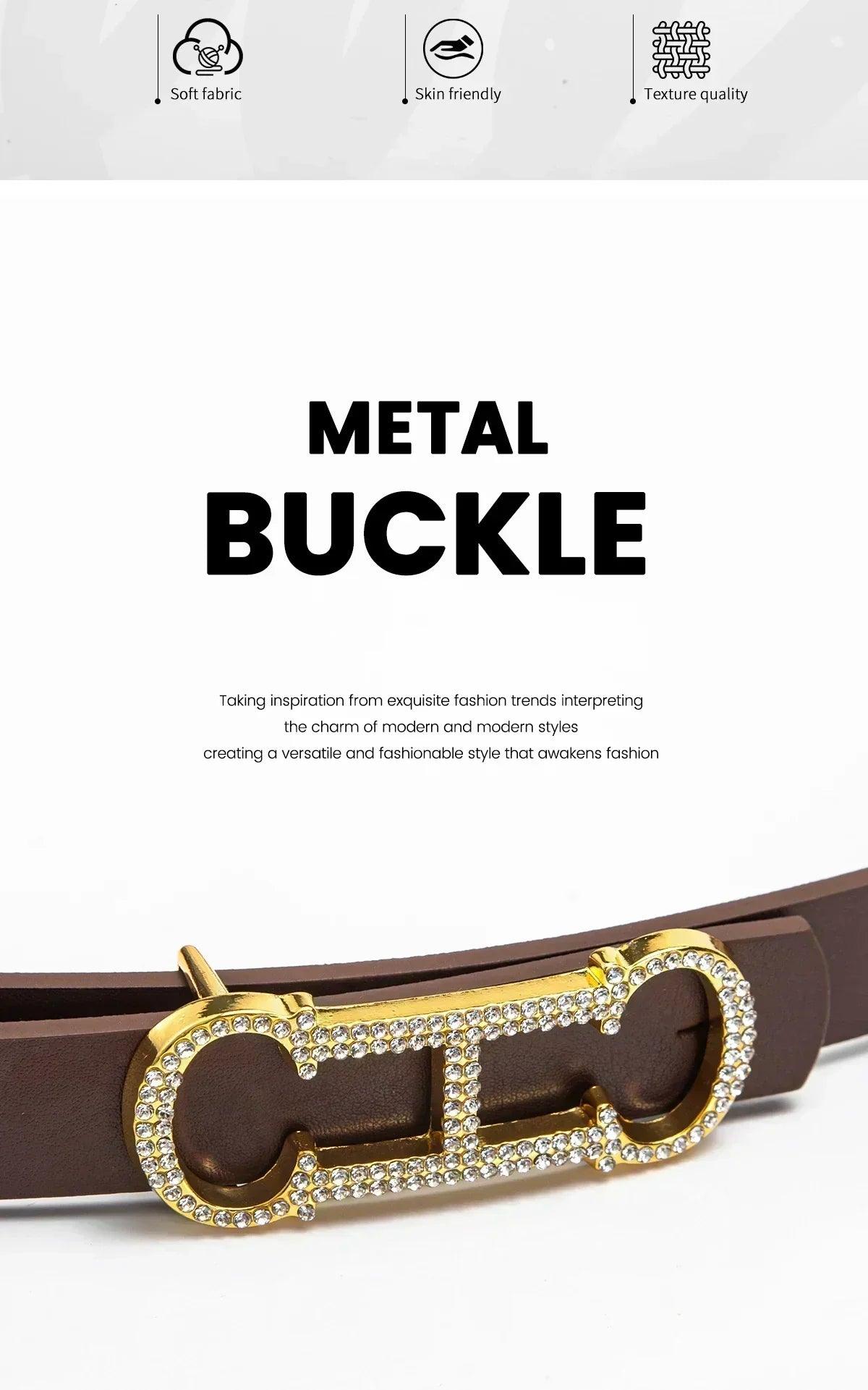 Women designer alloy buckle genuine leather |waist strap | female | jeans |trouser