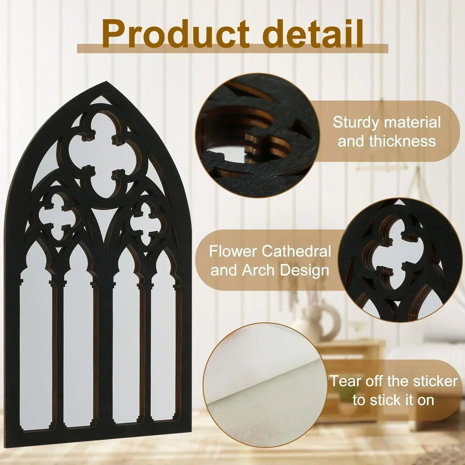 3pcs gothic mirrors wall decor arched decorative mirror mounted goth room vintage cathedral window indoor