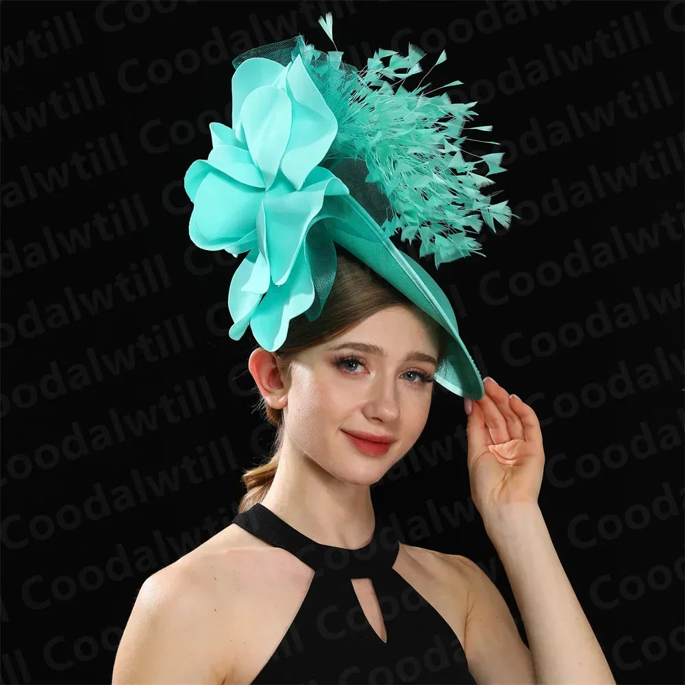 Royal Ascot Big Fascinator Derby Hat Women Kentucky Derby Headpiece Flower Wedding Fascinators Hats Hair Clip Ladies Chapeau
