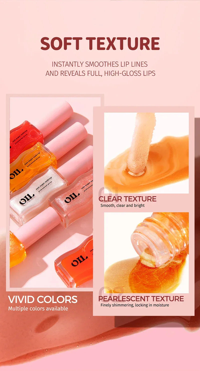 Water Light Honey Essence Lip Oil Long Lasting Moisturizing Fruity Shimmer Jelly Reduce Lip Lines Liquid Lipstick Gloss Makeup
