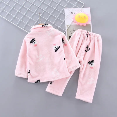 New Winter Flannel Kids Pajamas Sets Child Warm Sleepwear Cartoon Print Girls Boys Nightwear Children Pajamas Girls 1-5 Years