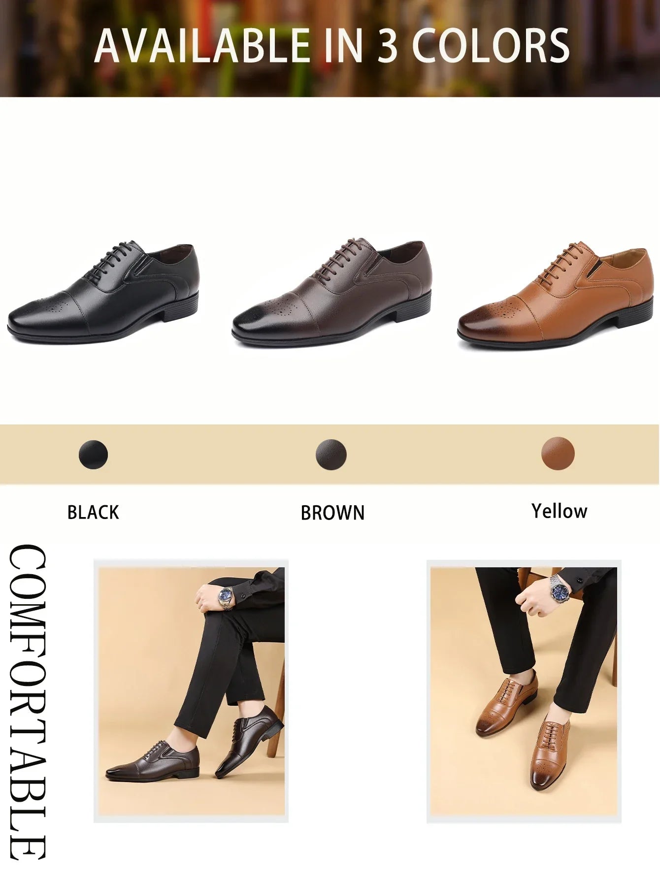 Men's Oxford Formal Dress Shoes Business Comfortable Classic Lace Up Shoes for Weddings, Church, Office, Prom