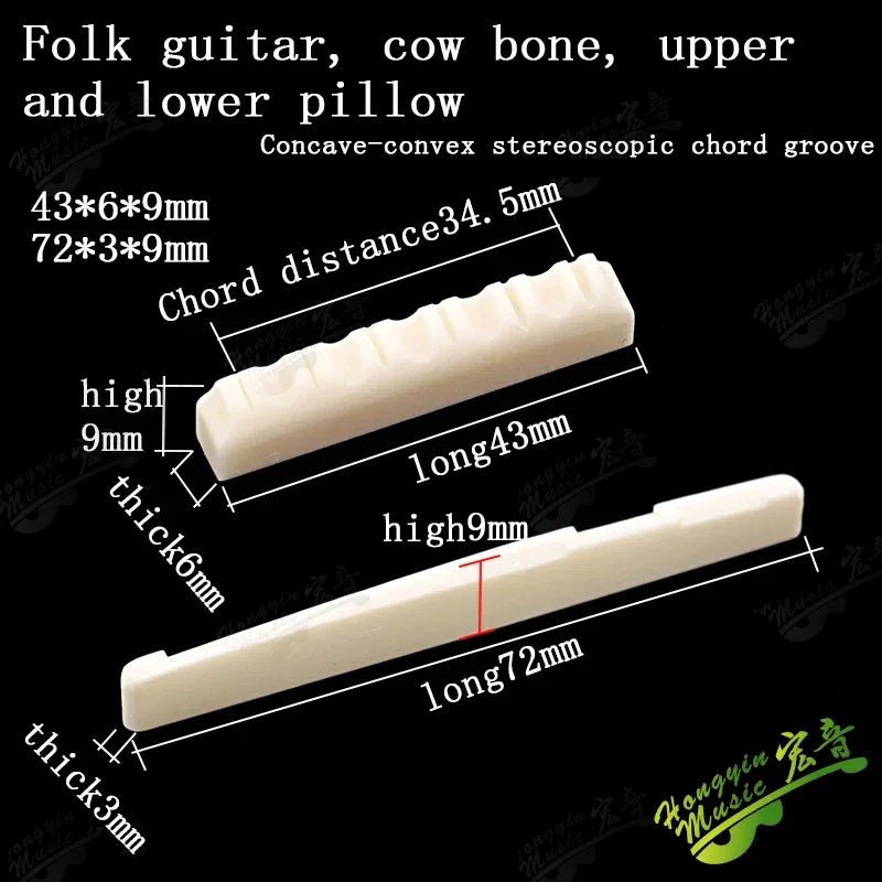Acoustic guitar  and 4 5 6 7 12String Bass guitar nut slotted, upper and lower nuts slotted in various sizes Made of Bovine bone