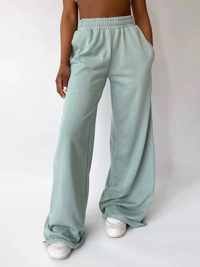 2023 Wide Leg Sweatpants for Women Elastic High Waisted Pocket Baggy Sweat Pants Teen Girls Oversized Straight Leg Sweatpants
