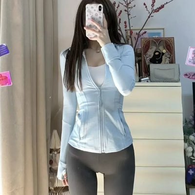 Women Define Hip Length Running Jacket Buttery-soft Weightless Four-way Stretch Sportswear Slim Fit Yoga  Athletic Jackets