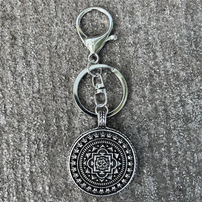 Nostalgia Mandala Yoga Keychain For Women Lotus Key Holder Accessories Buddhism Jewelry