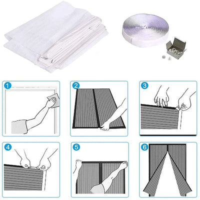 Magnetic Screen Door，Pet Friendly Walk Through Door Screen Magnetic Closure- Magnetic Screen Door Mesh Keeps Bugs Out-White