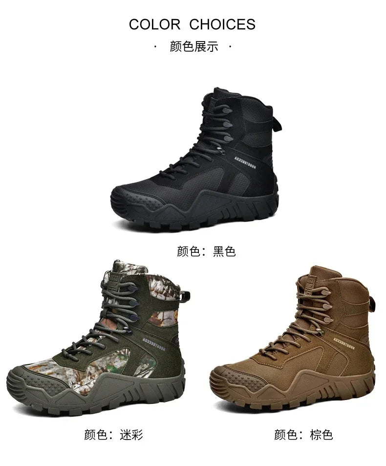 New Men Tactical Boots Lace Up Waterproof Climbing Hiking Shoes Motorcycle Training Army High Quality Hunting Unisex Desert Boot