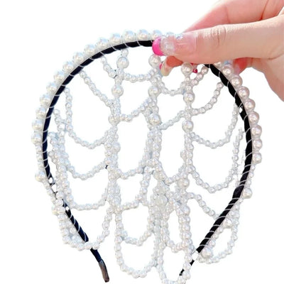 Fashion Pearls Hair Bands Accessories Headdress Elegant Luxury Bridal Crown Women Jewelry Hoop Daily Tassel Hairwear Accessories