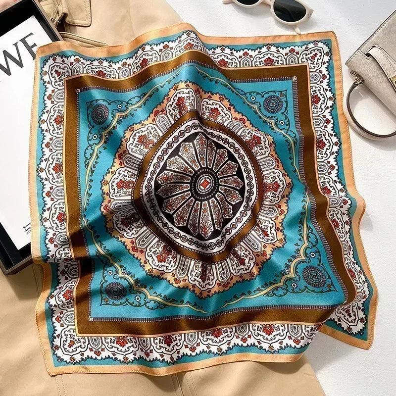 100% real silk square neck tie shawls scarf women female hijab bandana