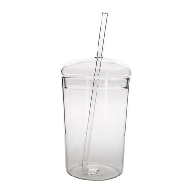 500ML Drinking Glasses with Dome Lids and Glass Straw Can Shaped Glass Cups Beer Glasses Iced Coffee Tumbler Cup DIY Drinkware