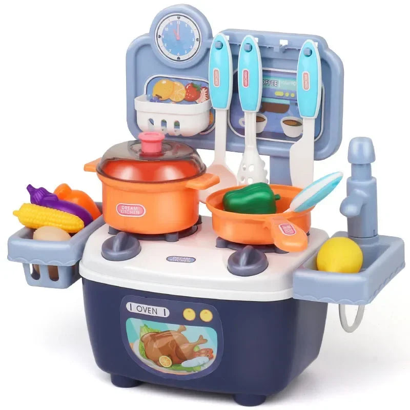 Kitchen Toys Imitated Chef Light Music Pretend Cooking Food Play Dinnerware Set Safe Cute Children Girl Toy Gift Fun Game Gifts