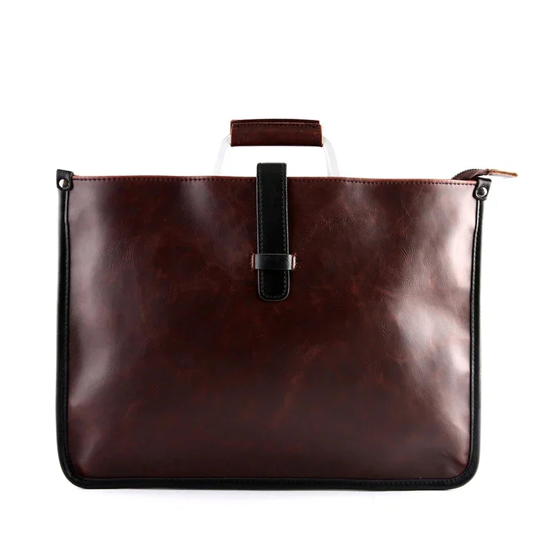 New Men's Bag Retro Leather Handbags Large Business Briefcase Famous Designer's Shoulder bag Luxury Brand File Bag For Cool Boys