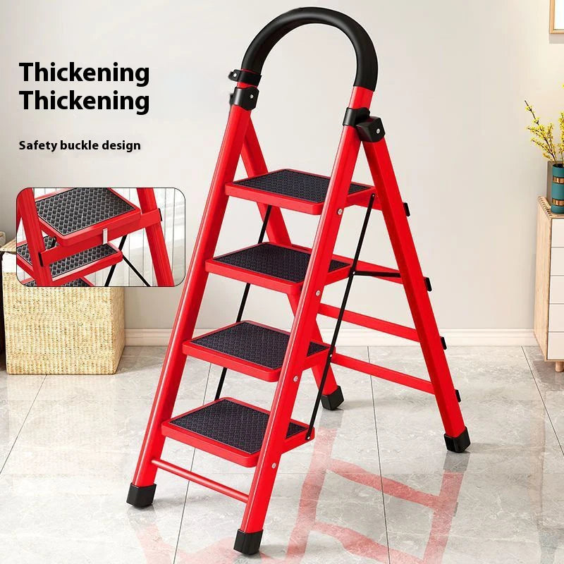 Adjustable Zigzag Folding Ladder 3 4 5 6 Step Thickened Carbon Steel Engineering Ladder Stable Climbing Tool for Home And Garden