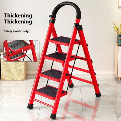 Adjustable Zigzag Folding Ladder 3 4 5 6 Step Thickened Carbon Steel Engineering Ladder Stable Climbing Tool for Home And Garden