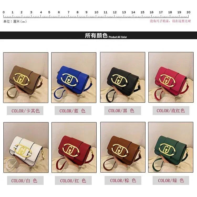 Designer handbags for women leather metal buckle flap square shoulder bags fashion 2024 ladies messenger females casual