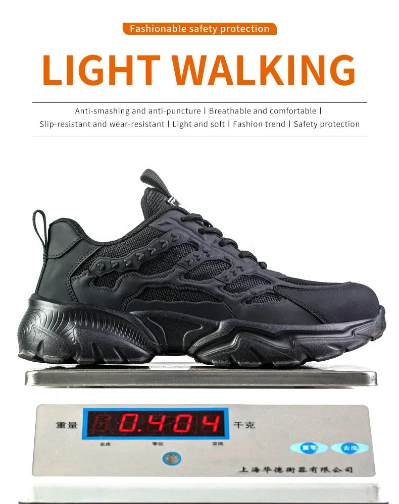Work Safety Shoes For Men Lightweight Protective Work Sneakers Lightweight Men Shoes Breathable Shoes Anti-Puncture Work Shoe