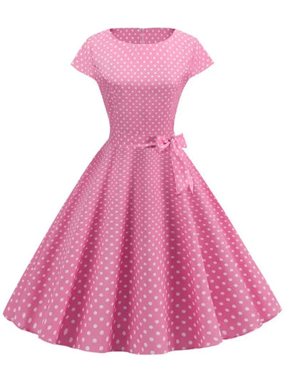 Women Summer Dresses Robe Vintage 50s 60s Big Swing Party Rockabilly Dress White Polka Dot Vestidos