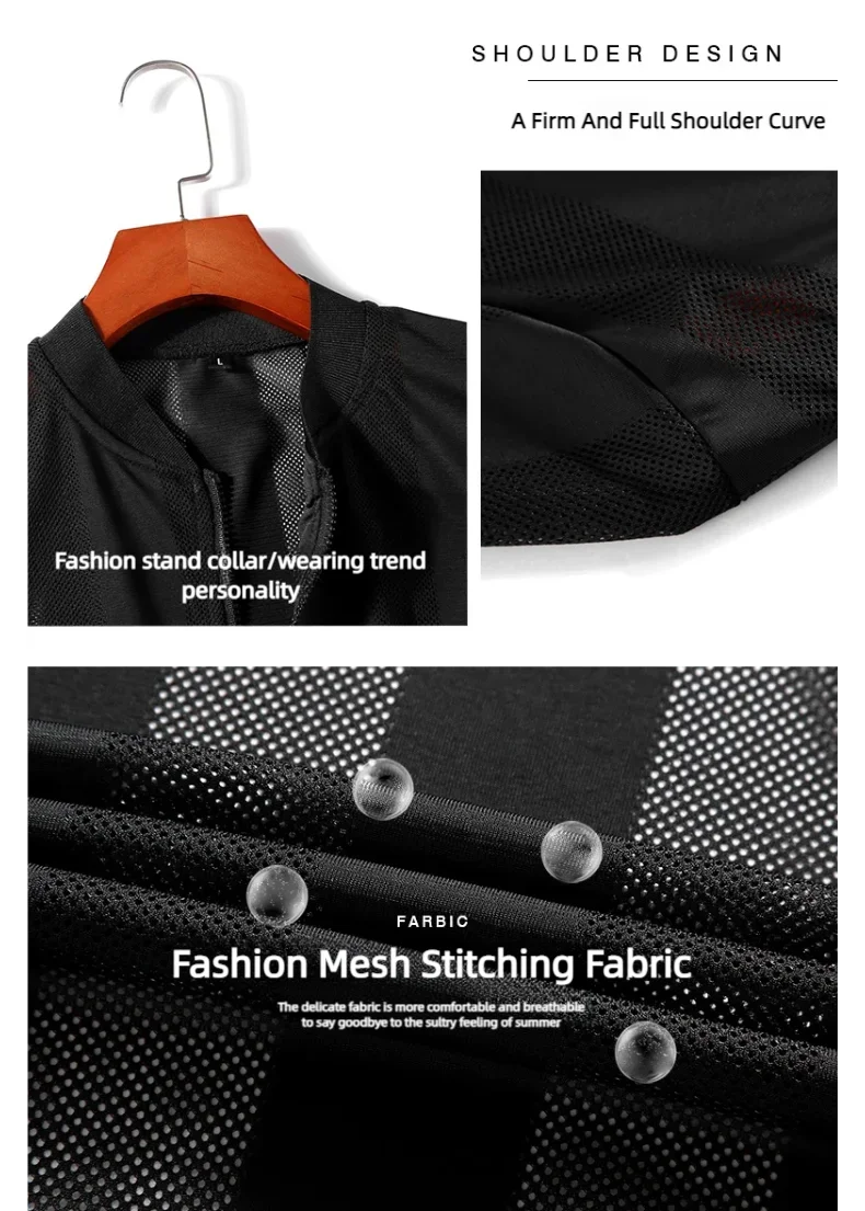 Men's Summer Casual Jackets Cool Lightweight Hooded Zip Jacket with Pockets Summer Essential Outerwear  Cut-Out Jacket