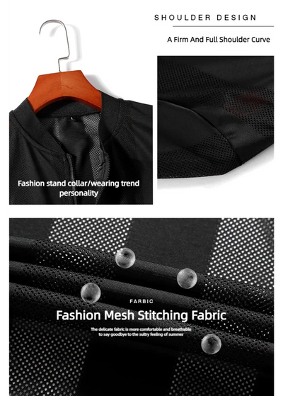 Men's Summer Casual Jackets Cool Lightweight Hooded Zip Jacket with Pockets Summer Essential Outerwear  Cut-Out Jacket