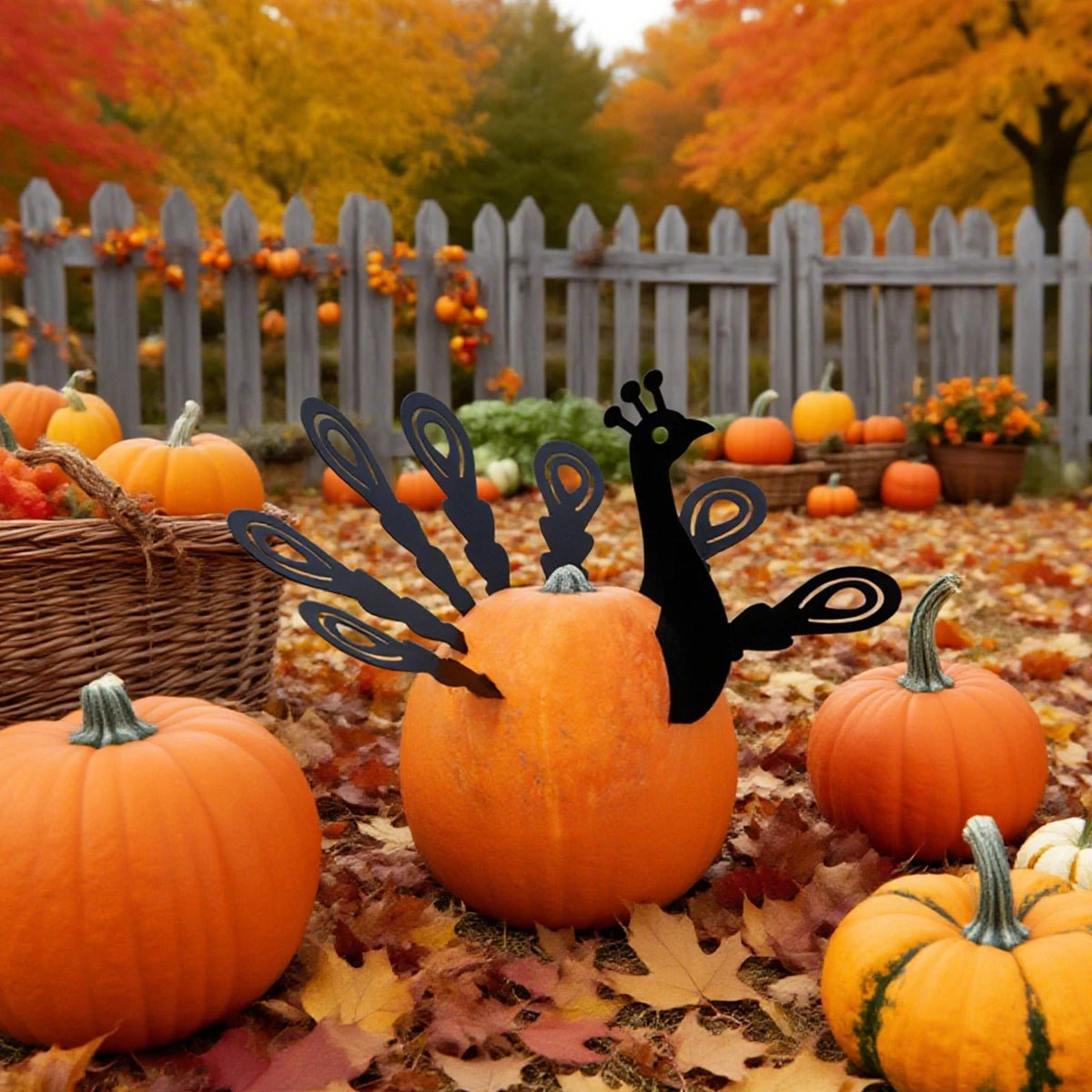 8pcs Thanksgiving Decoration Turkey Silhouette Accessories, DIY Decoration, Outdoor Garden Thanksgiving Scene Decoration Accesso