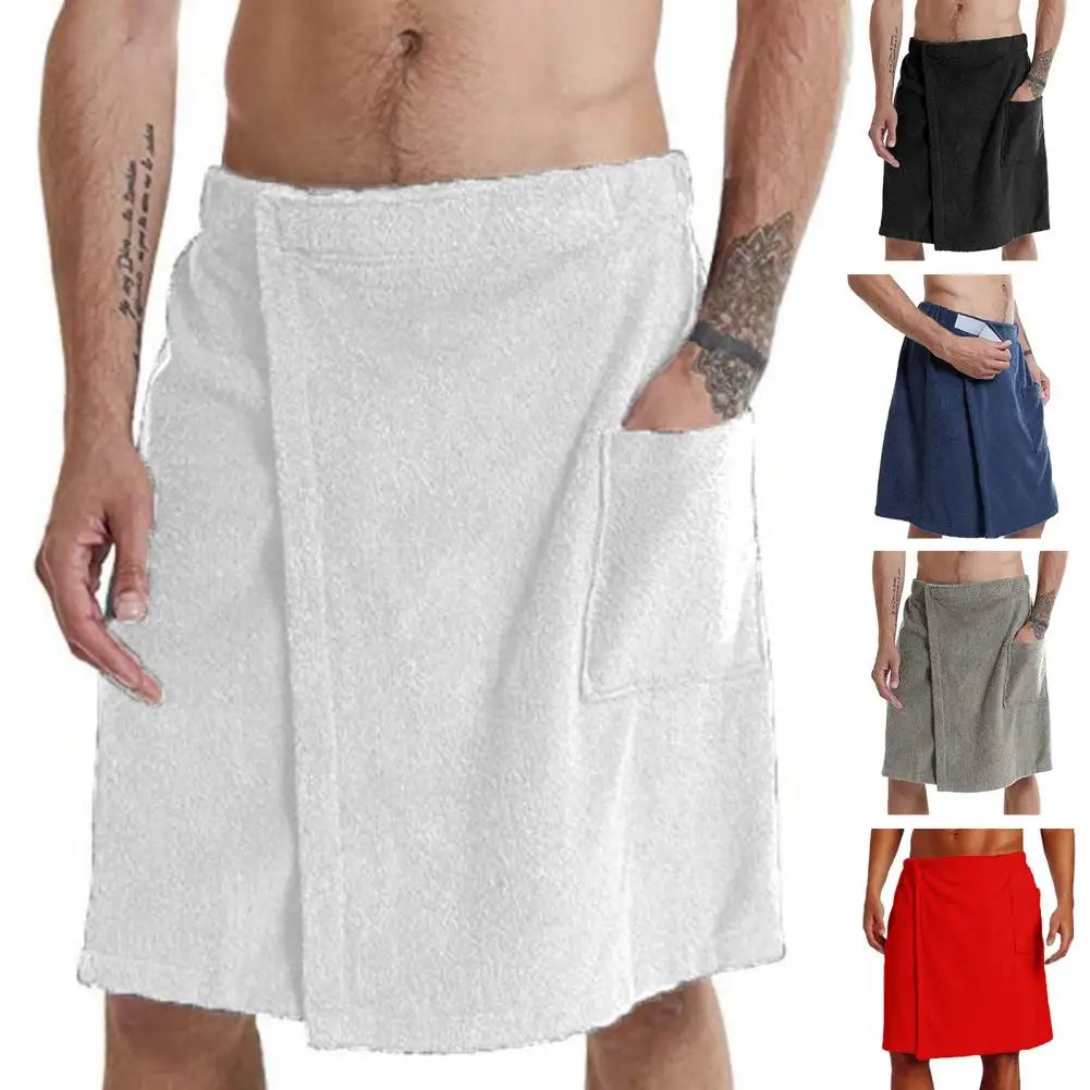 Bath Towel Men's Adjustable Waist Bathrobe