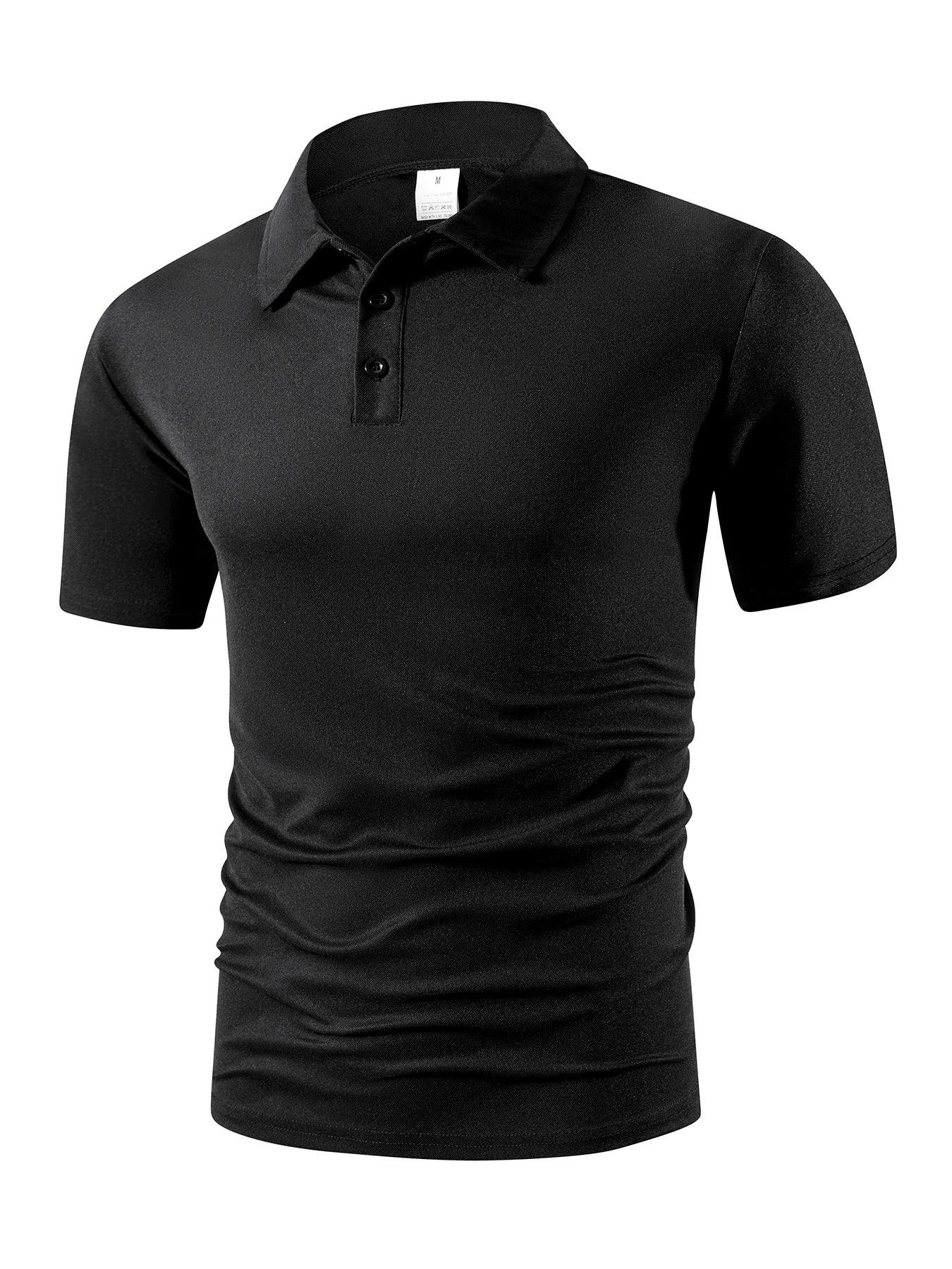 New Men's Short Sleeve Polo Shirts  Summer Trendy Breathable Loose Solid Color Slim Fit Casual T-shirt Basic Top Men Golf Shirts