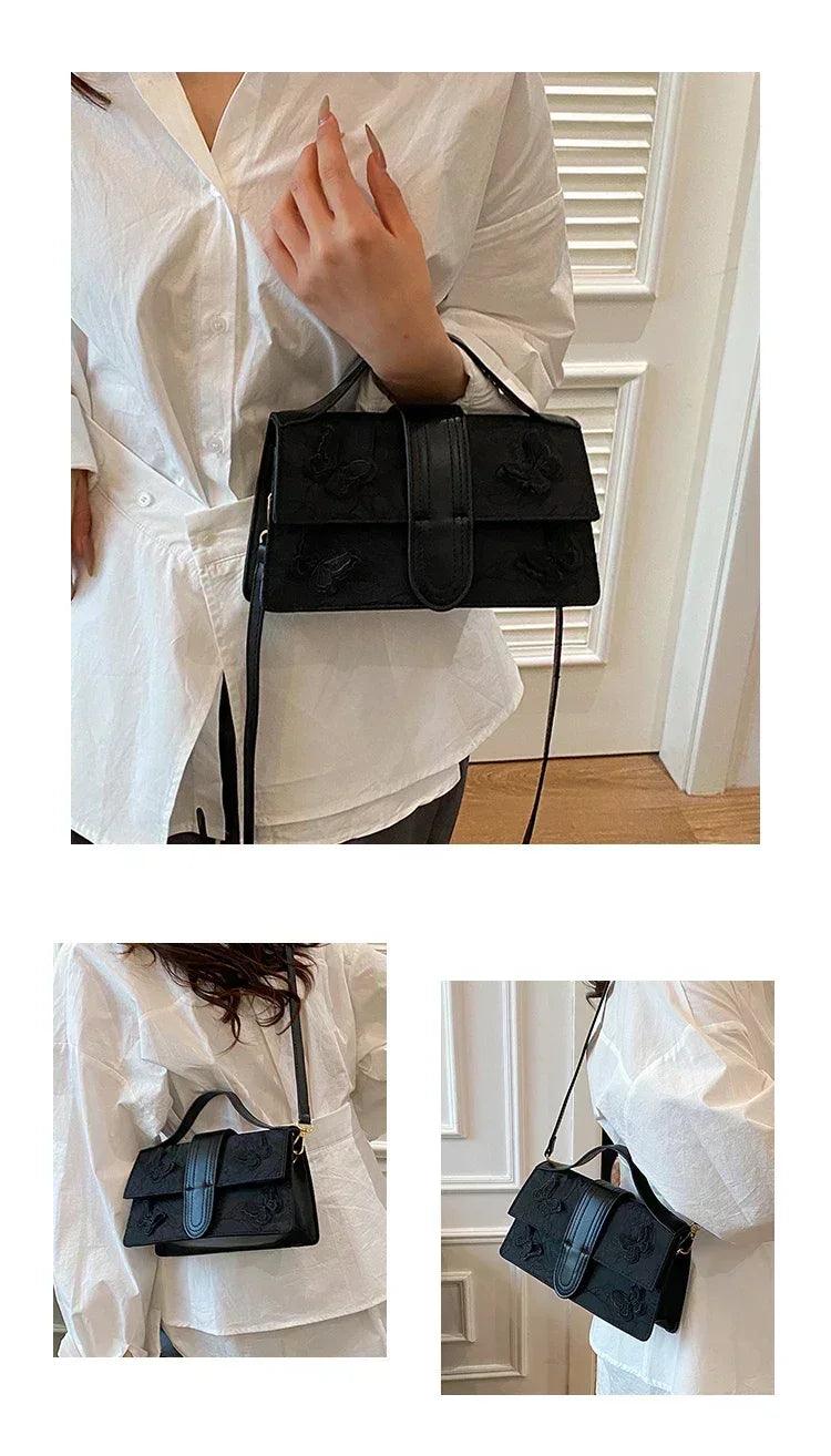 Modern minimalist leather shoulder bag - designer ladies handbag for work shopping and special occasions