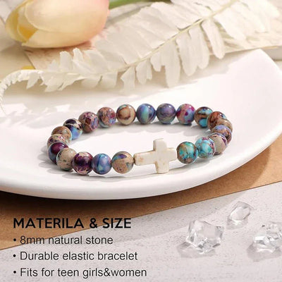 Cross Bracelet for Women Christian Gifts Colorful Imperial Stone Catholic Religious Jewelry Mothers Day Birthday Christmas Gift