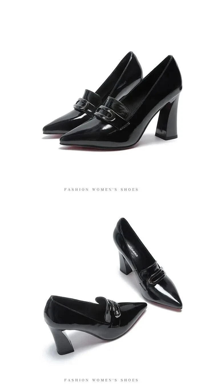 Waterproof Shallow Patent Leather Platform High Heels Shoes | Large Size | High Quality Women's Fashion Shoes 2025 New