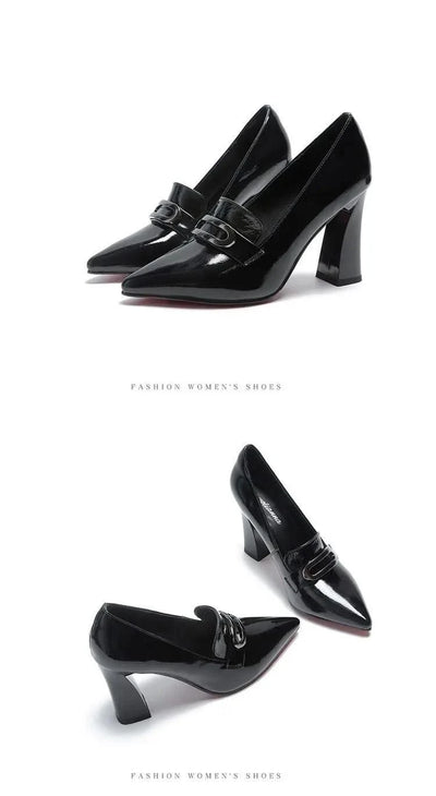 Waterproof Shallow Patent Leather Platform High Heels Shoes | Large Size | High Quality Women's Fashion Shoes 2025 New