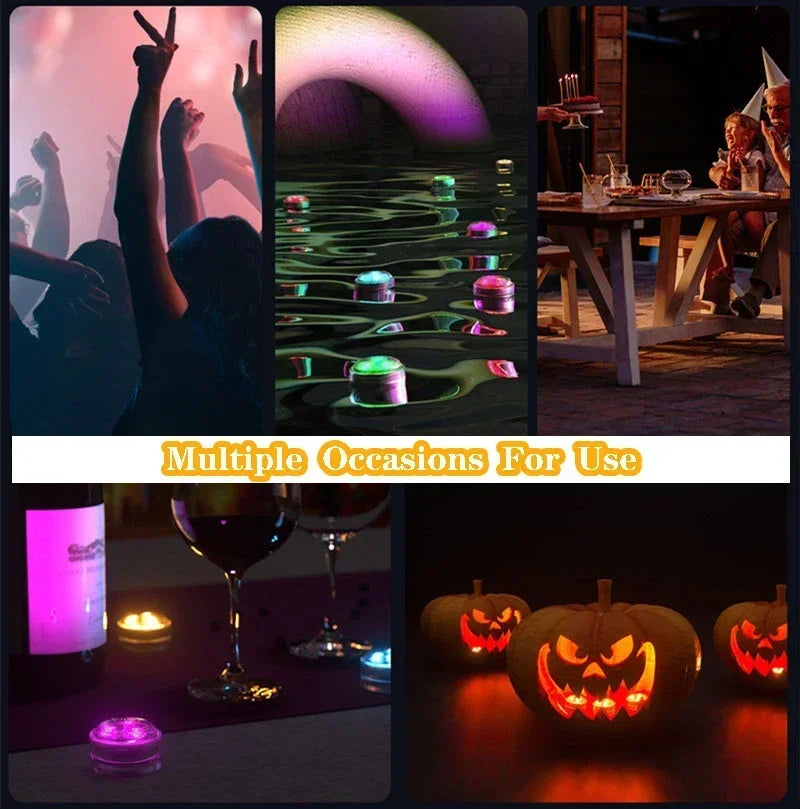 3LEDs Underwater RGB Submersible Lights with Battery Waterproof Swimming Pool Night Atmosphere Lamp Decor Wedding Party