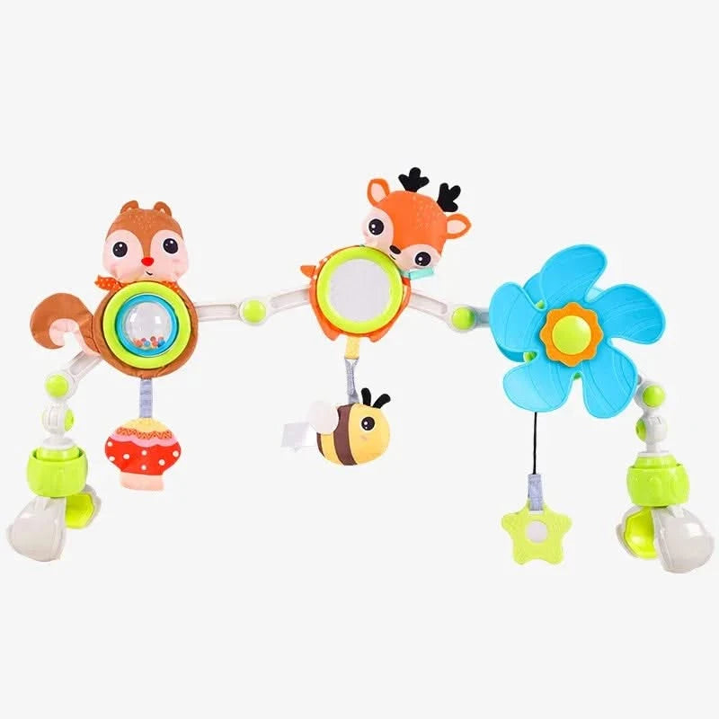Baby Stroller Arch Toy Baby Crib Mobile Musical Animal Foldable Travel Car Seat Activity Bouncers Pram for Newborn Sensory Toy