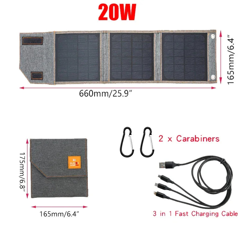 15W 20W 30W Portable Foldable 5V Solar Panel Waterproof for Cell Phone Power Bank Battery Charger Outdoor Camping