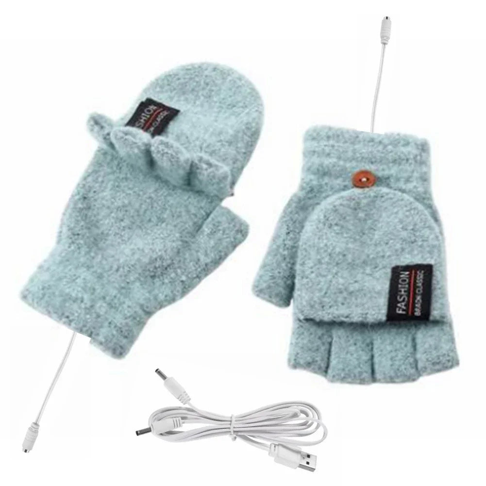 Hand Warmers Mittens Electric Heated Gloves Heater Rechargeable USB Reusable Winter Warm Heating Laptop for Women Men