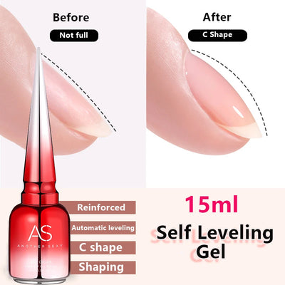 AS Self Leveling Nail Gel Polish 15ml Semi Permanent Reinforcement Nails Art Strong UV Multifunction Gel Top Base Varnish